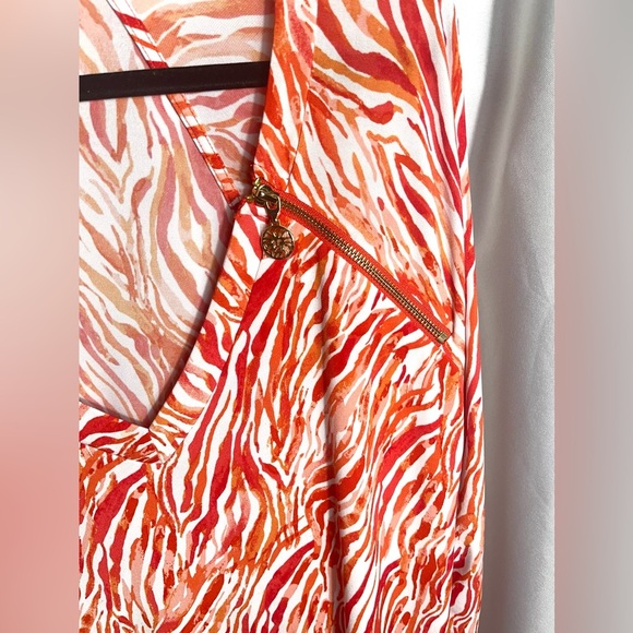 Anne Klein Women’s Animal Print Long Sleeve Blouse Pullover Orange Size XL - Picture 3 of 11